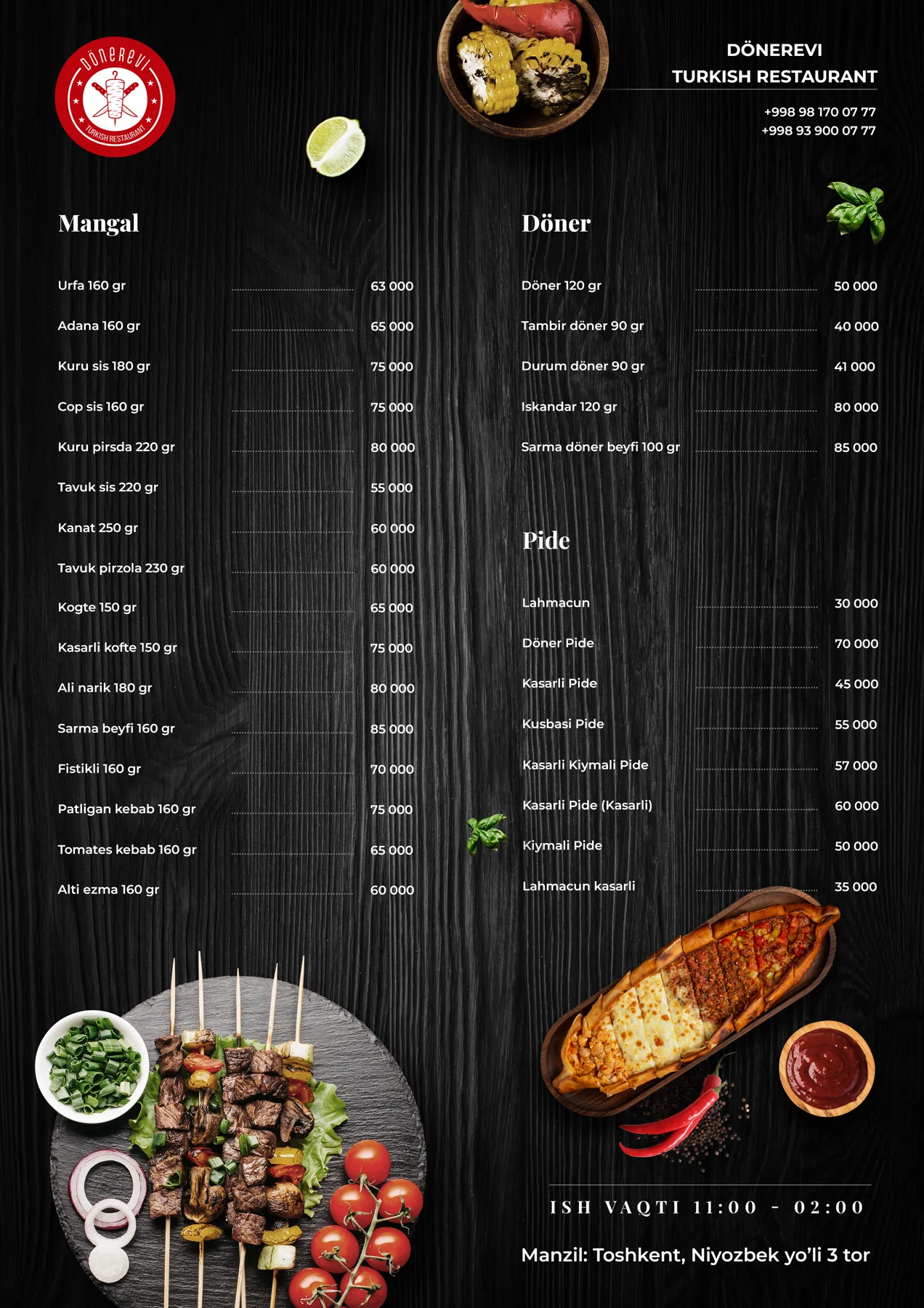 DÖNEREVI menu — page 1